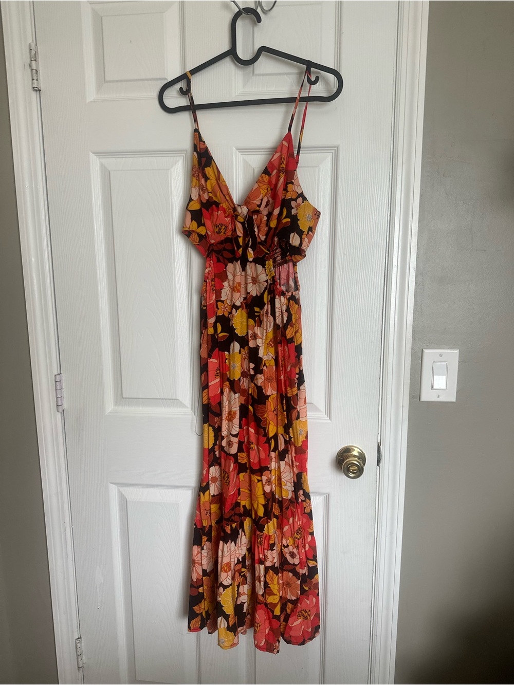 Dress Forum Floral Maxi Dress in Red, Yellow and Black